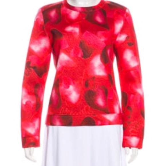 Red Valentino Heart Print Sweatshirt Knit Top Stretch Logo Fitted - Picture 2 of 8